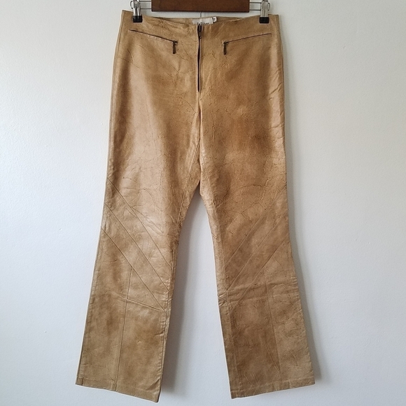 Y2k In Wear Jeans 100% Leather Boot Cut Pants Size 28 - Picture 1 of 11